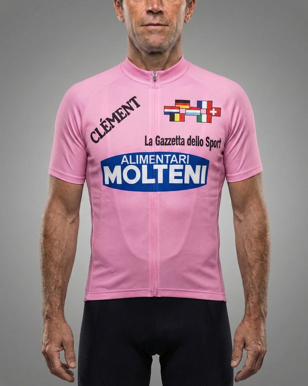 retrolica 1972 Molteni Giro d'Italia Maglia Rosa Pink Leader Retro Cycling Jersey - Eddy Merckx