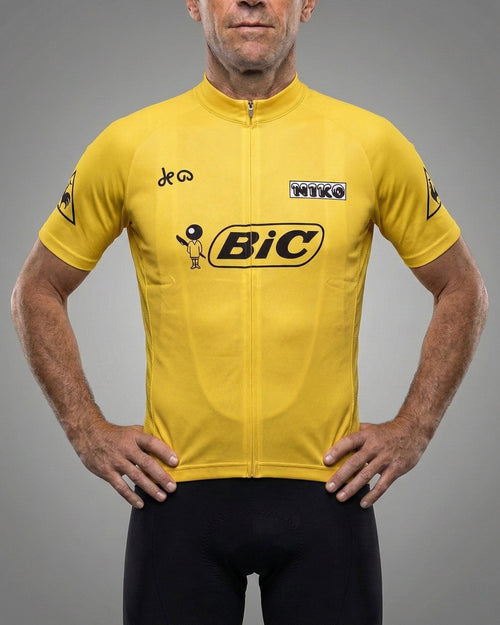 retrolica 1973 Bic Tour de France Yellow Maillot Jaune Retro Cycling Jersey - Luis Ocaña Edition