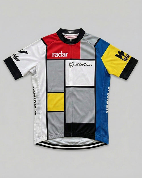 retrolica MEN / XS 1985 La Vie Claire Mondrian Retro Cycling Jersey - Hinault & LeMond