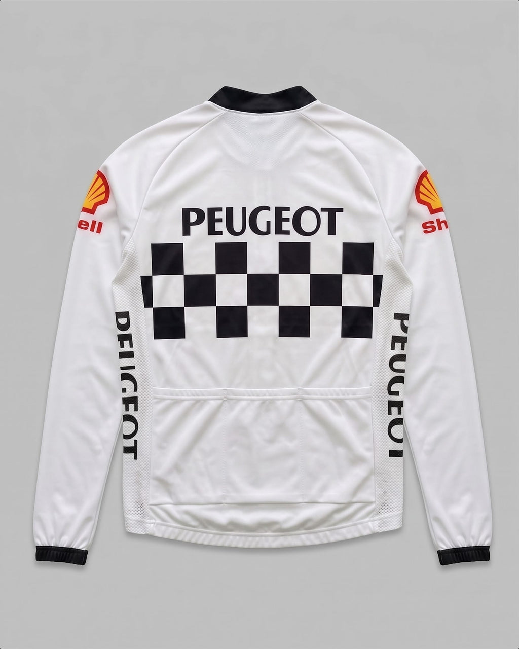 retrolica 1986 Peugeot Shell Checkerboard Long Sleeve Cycling Jersey – Vintage Cycling Jersey