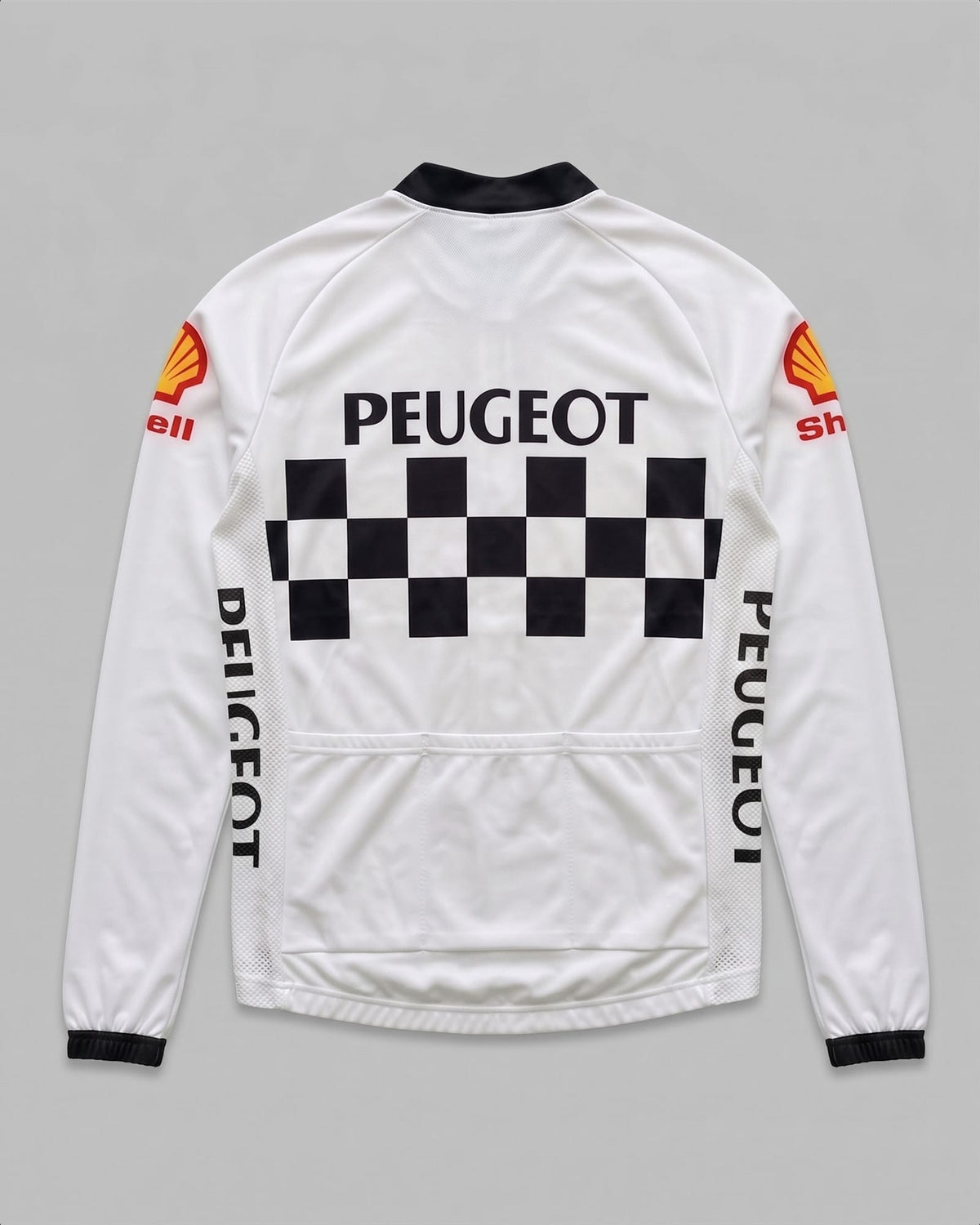 retrolica 1986 Peugeot Shell Checkerboard Long Sleeve Cycling Jersey – Vintage Cycling Jersey