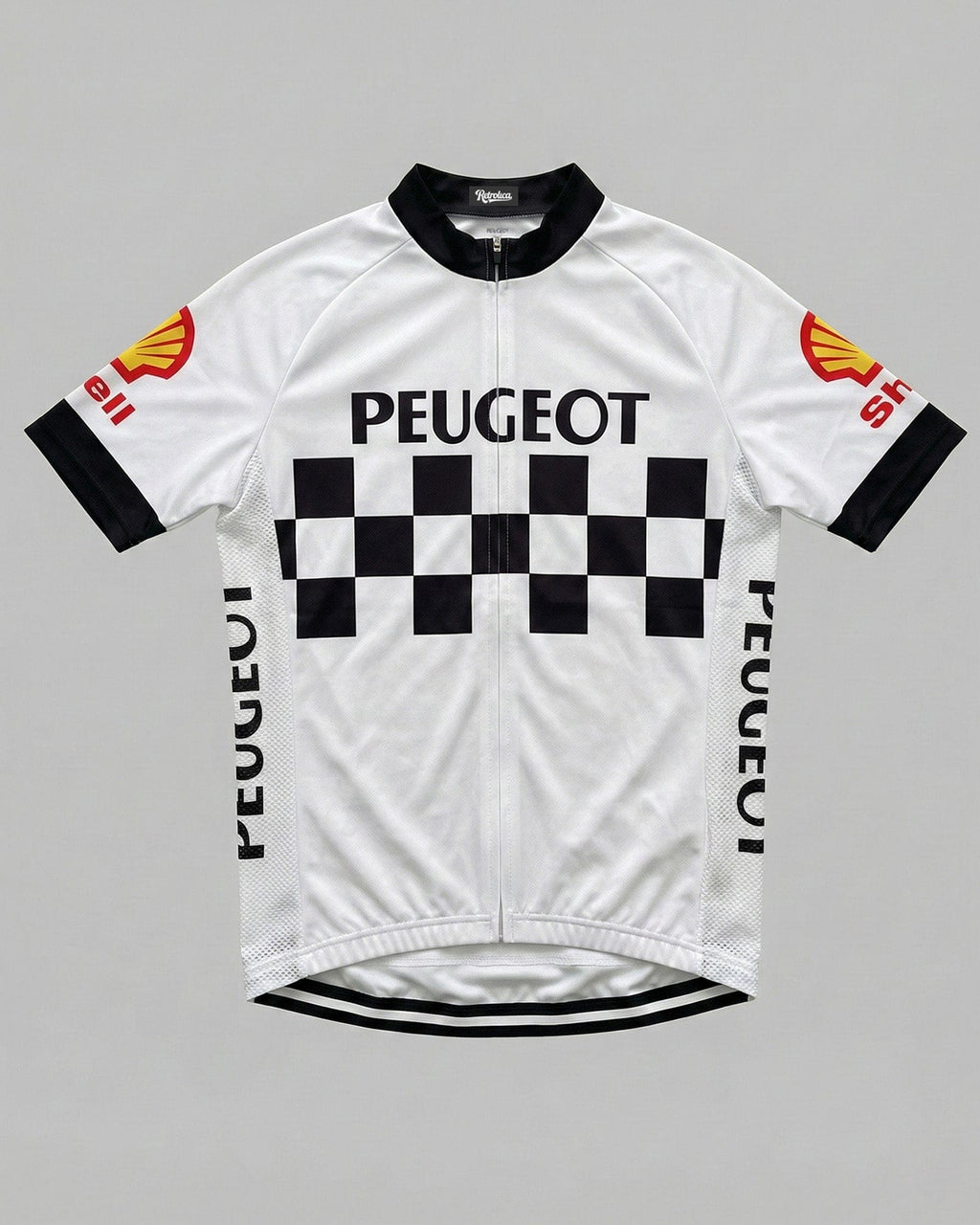 retrolica MEN / XS 1986 Peugeot Shell Checkerboard Retro Cycling Jersey