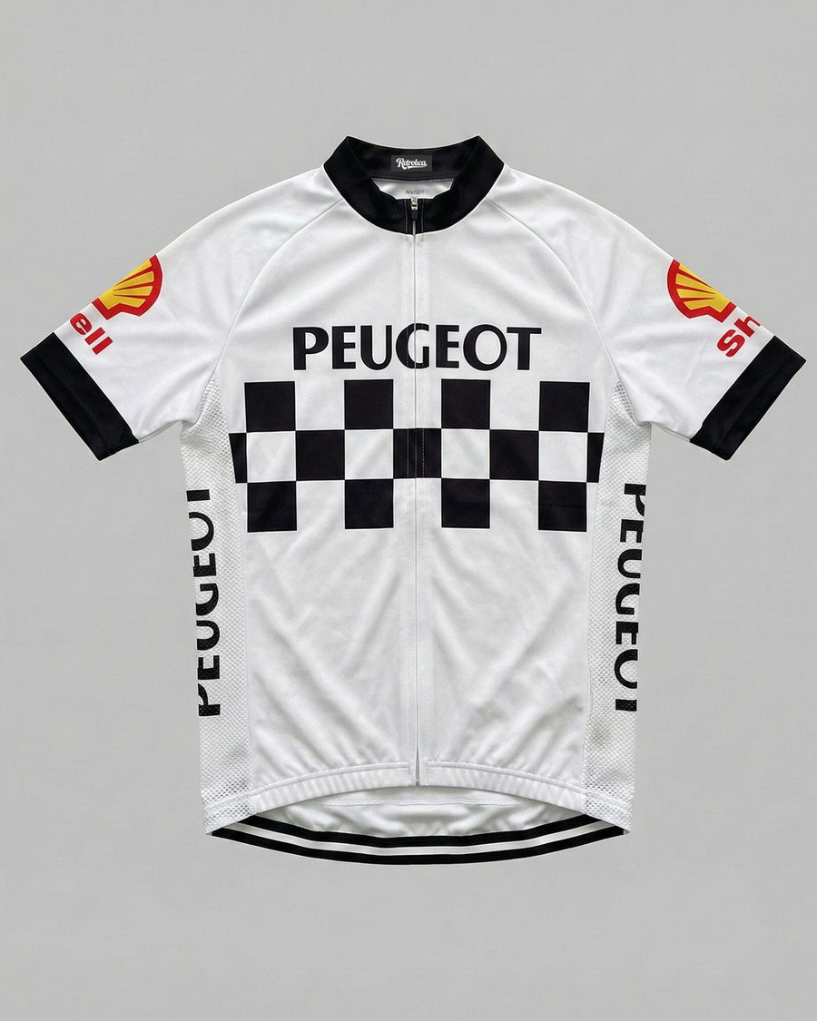 retrolica MEN / XS 1986 Peugeot Shell Checkerboard Retro Cycling Jersey