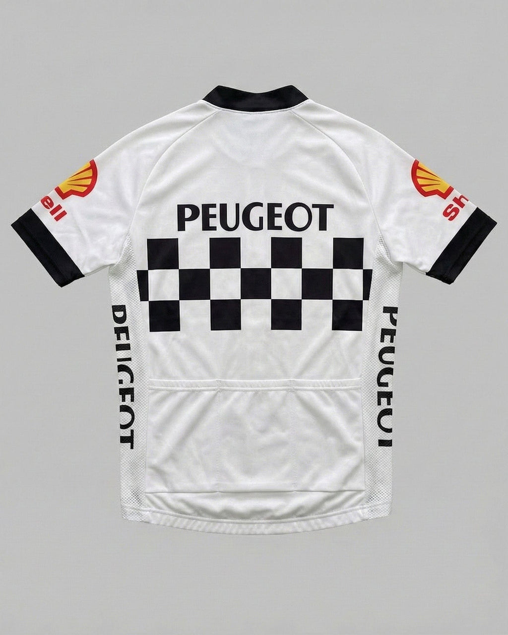 retrolica 1986 Peugeot Shell Checkerboard Retro Cycling Jersey