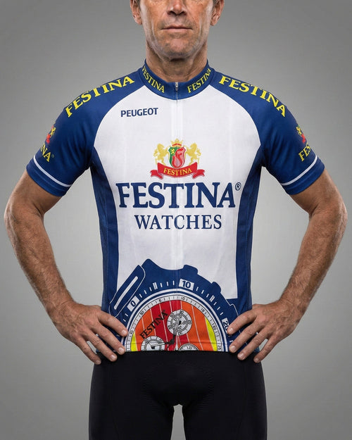 retrolica 1990s Festina Watches Retro Cycling Jersey - Peugeot-Festina Era