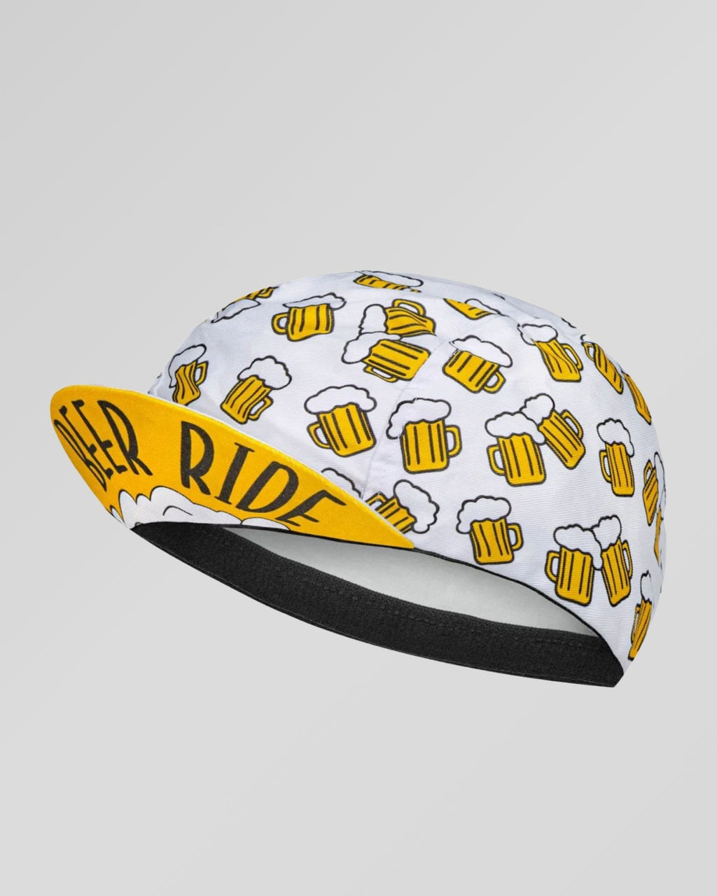 Bier-Radfahrt weiße Retro-Radmütze – Cheers Bier Aufdruck