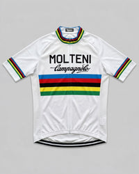 retrolica MEN / XS Molteni White Rainbow World Champion Retro Cycling Jersey - Eddy Merckx Edition