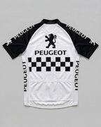 retrolica Peugeot Black Checkerboard Retro Cycling Jersey - Classic Team Edition